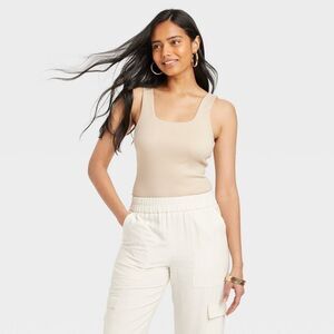 Women's Slim Fit Bodysuit - a New Day™ Tan XL